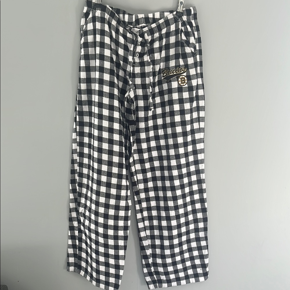 Black and White Checkered Sleep Pants  “BRUINS” Medium